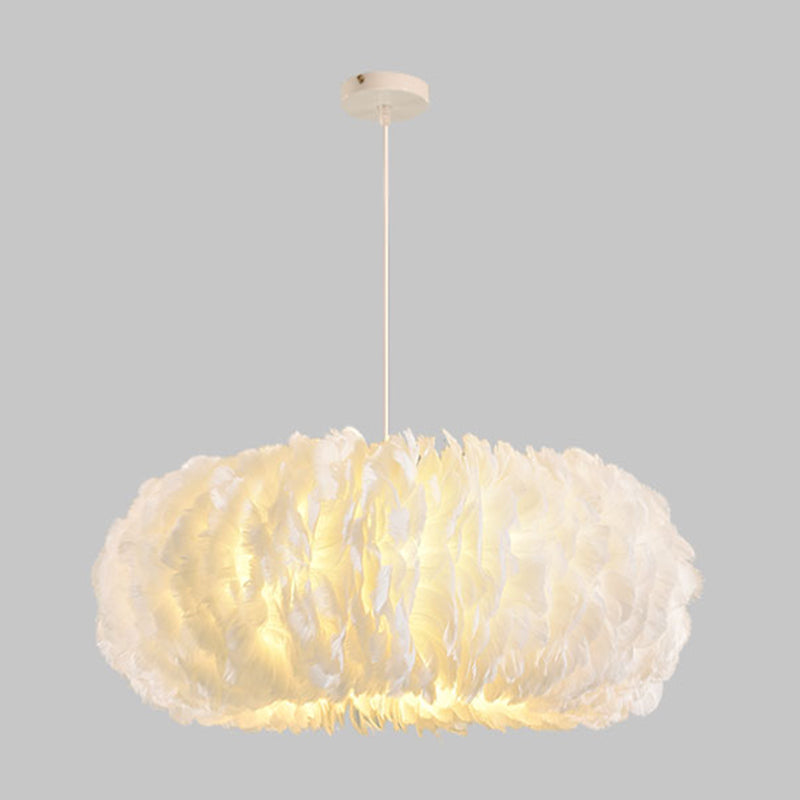 Nordic White Chandelier Feather Geometric Chandelier Pendant for Living Room