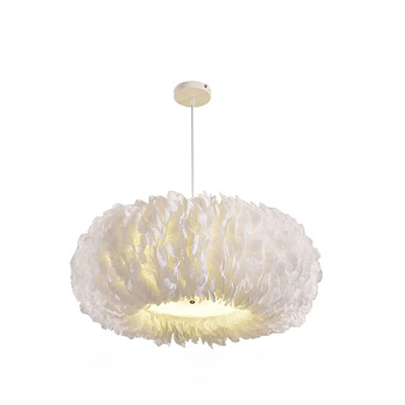 Nordic White Chandelier Feather Geometric Chandelier Pendant for Living Room
