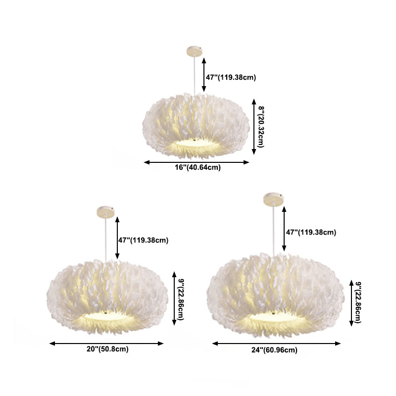 Nordic White Chandelier Feather Geometric Chandelier Pendant for Living Room