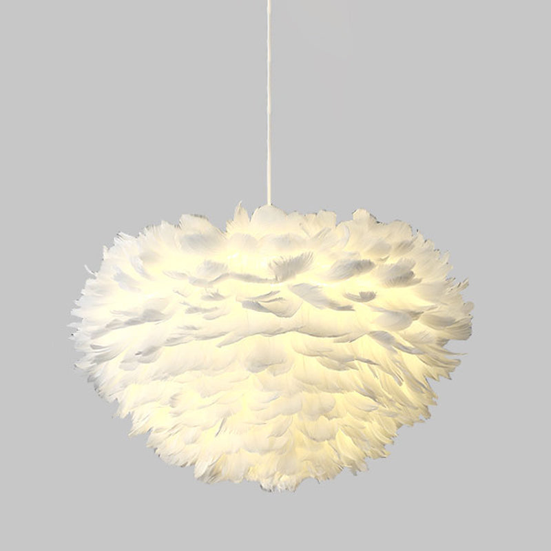 Nordic White Chandelier Feather Geometric Chandelier Pendant for Living Room