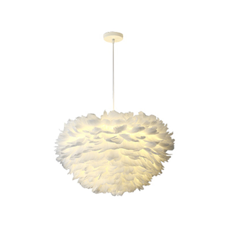 Nordic White Chandelier Feather Geometric Chandelier Pendant for Living Room