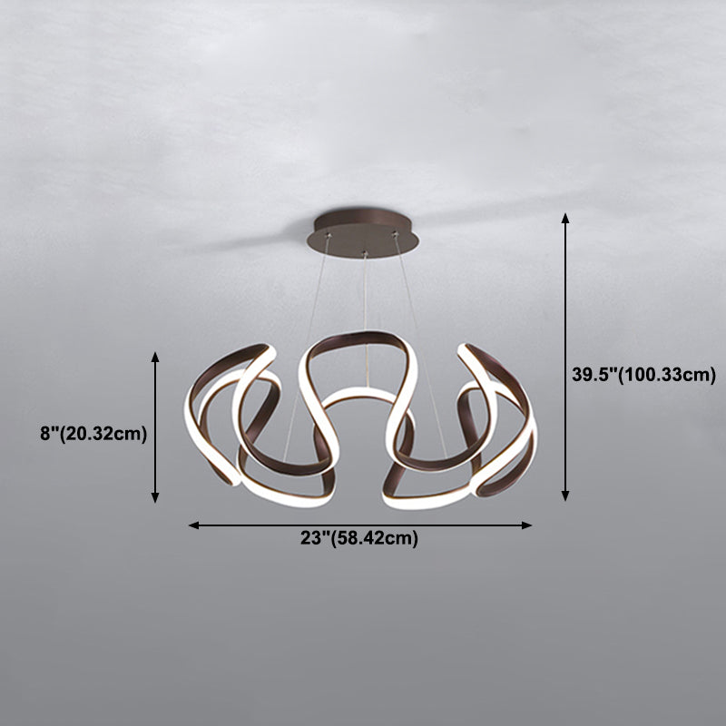 Contemporary Wave Chandelier Lights Metal 1 Light Chandelier Pendant Light