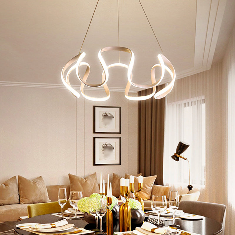 Contemporary Wave Chandelier Lights Metal 1 Light Chandelier Pendant Light