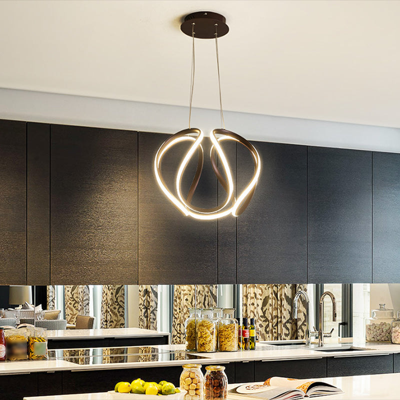 Contemporary Wave Chandelier Lights Metal 1 Light Chandelier Pendant Light