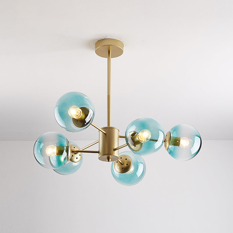 Luces de lámpara de lámpara de araña de la esfera contemporánea Luz colgante de vidrio para sala de estar