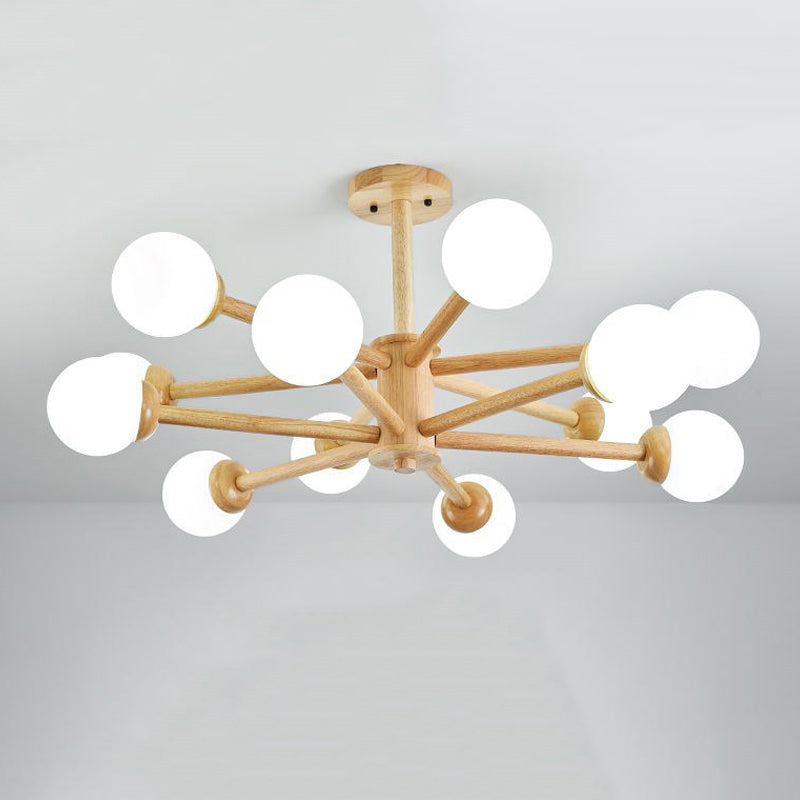 Multi Light Spherical Branch Hanging Lights Modern Style Wood Hanging Lighting