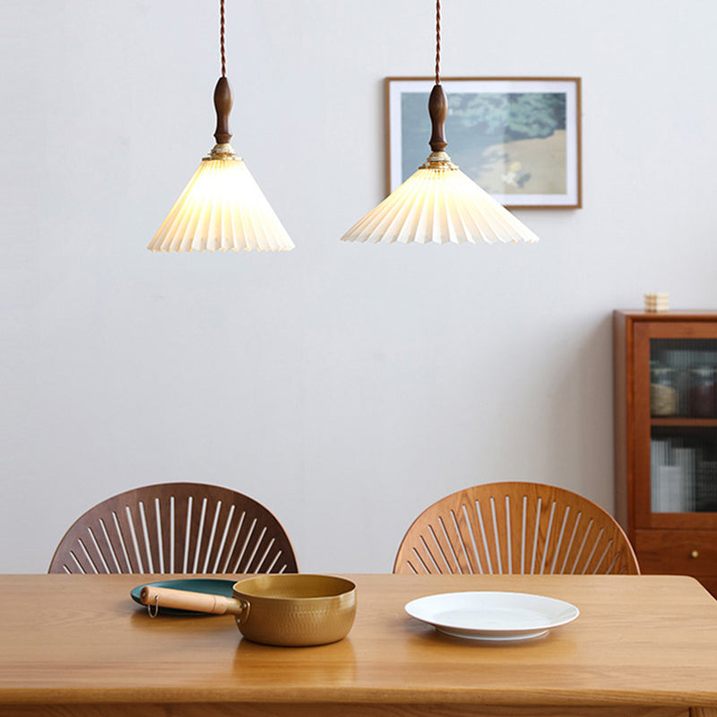 Conical Hanging Pendant Light Minimalist Wood Dining Room Hanging Light Fixture