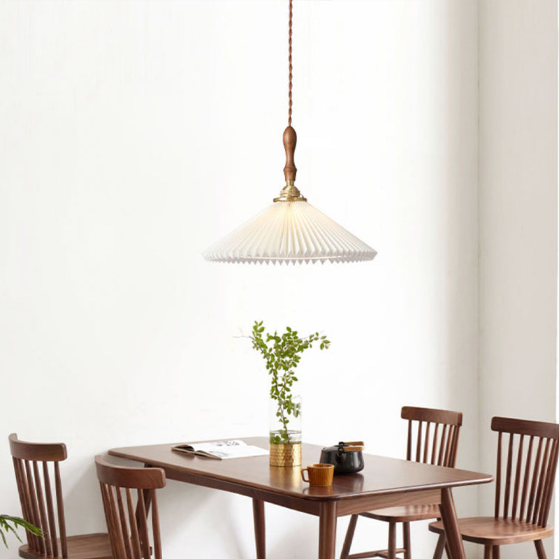 Conical Hanging Pendant Light Minimalist Wood Dining Room Hanging Light Fixture