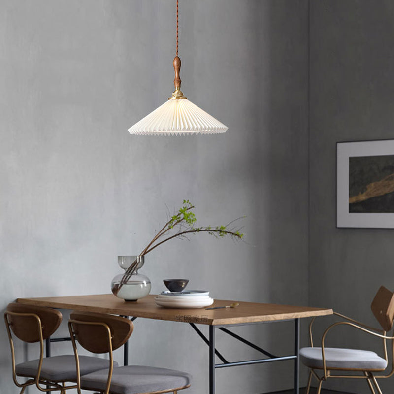 Conical Hanging Pendant Light Minimalist Wood Dining Room Hanging Light Fixture