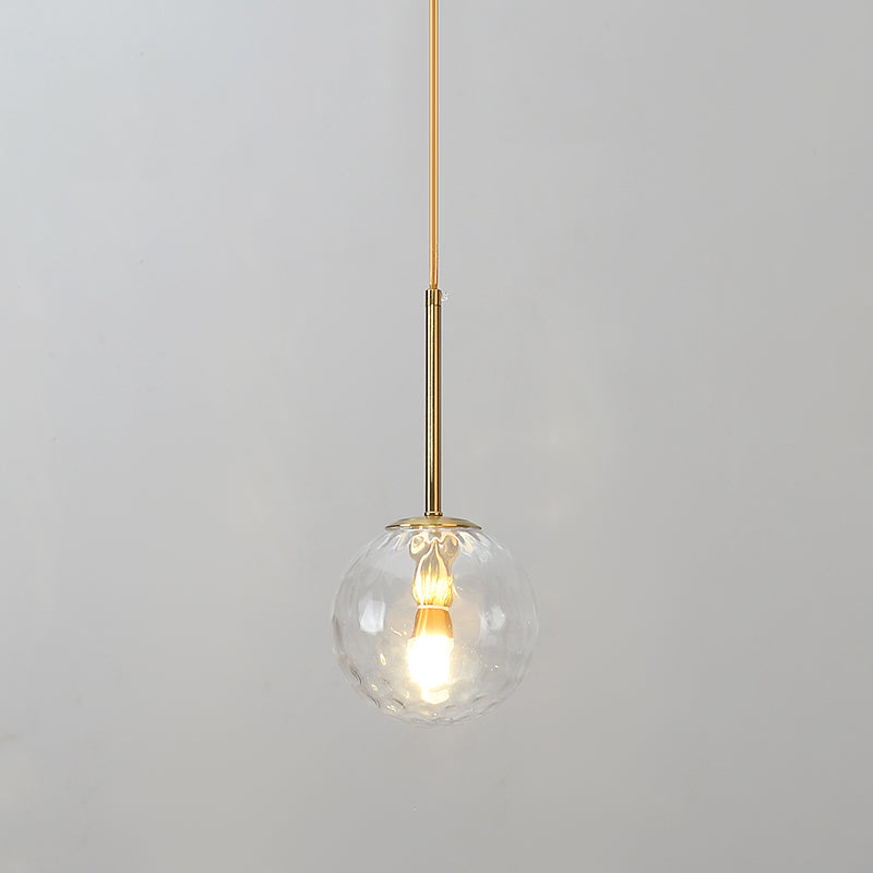 1 Light Spherical Hanging Pendant Modern Style Glass Hanging Lighting for Bedroom