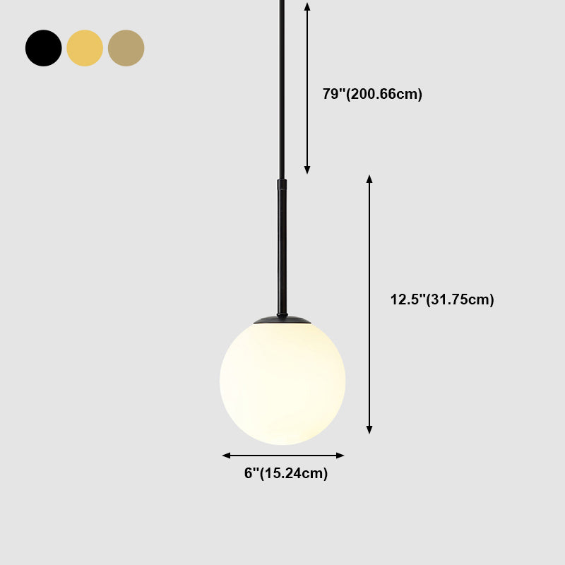 1 Light Spherical Hanging Pendant Modern Style Glass Hanging Lighting for Bedroom