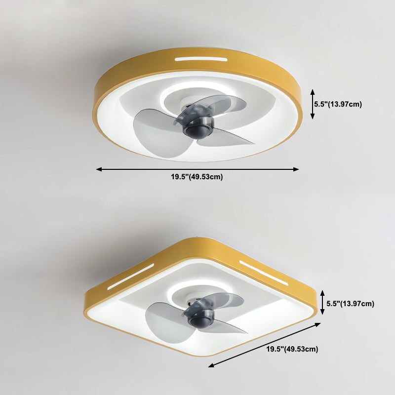 Metal Geometric Ceiling Fan Lights Modern Style 2 Lights LED Flush Light