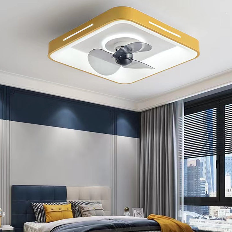 Metal Geometric Ceiling Fan Lights Modern Style 2 Lights LED Flush Light