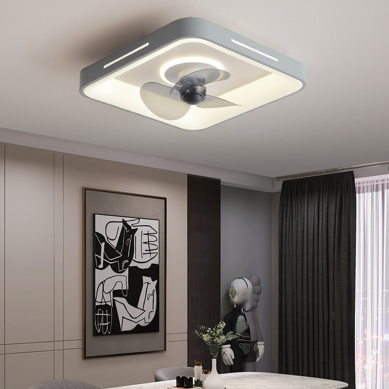 Metal Geometric Ceiling Fan Lights Modern Style 2 Lights LED Flush Light