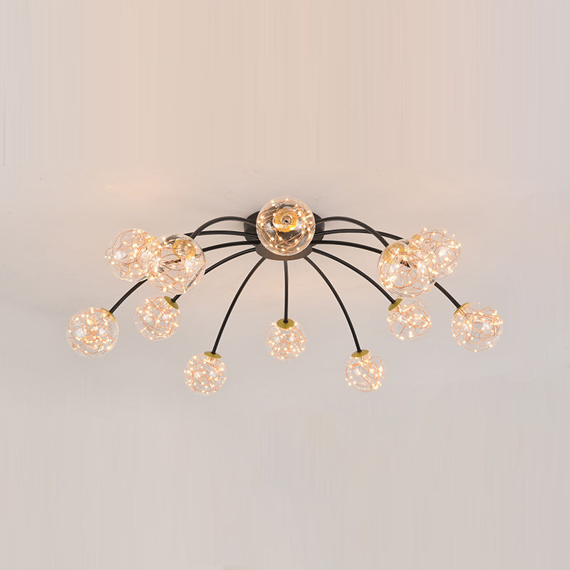 Lámpara de techo redondo de vidrio lámpara de montaje semi rasciquete led simple