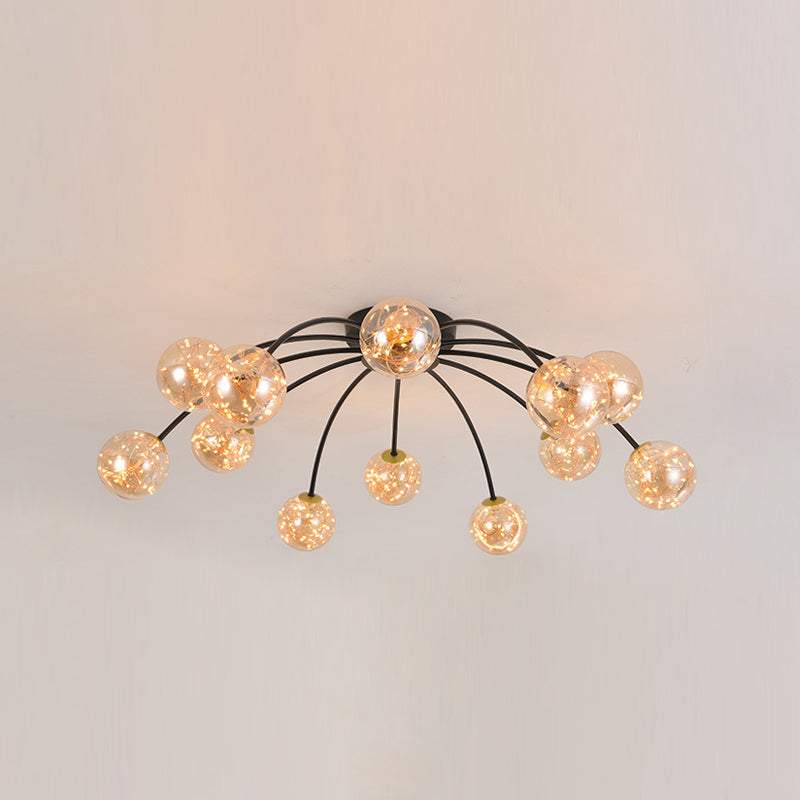 Lámpara de techo redondo de vidrio lámpara de montaje semi rasciquete led simple