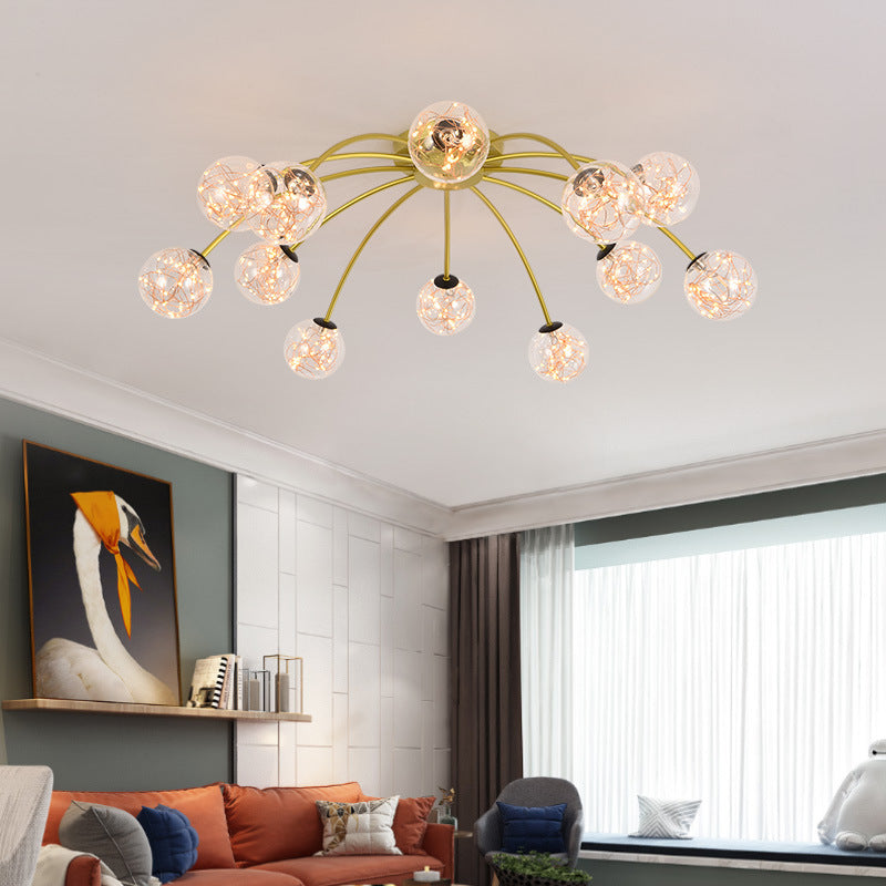 Lámpara de techo redondo de vidrio lámpara de montaje semi rasciquete led simple