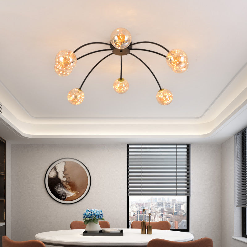 Lámpara de techo redondo de vidrio lámpara de montaje semi rasciquete led simple