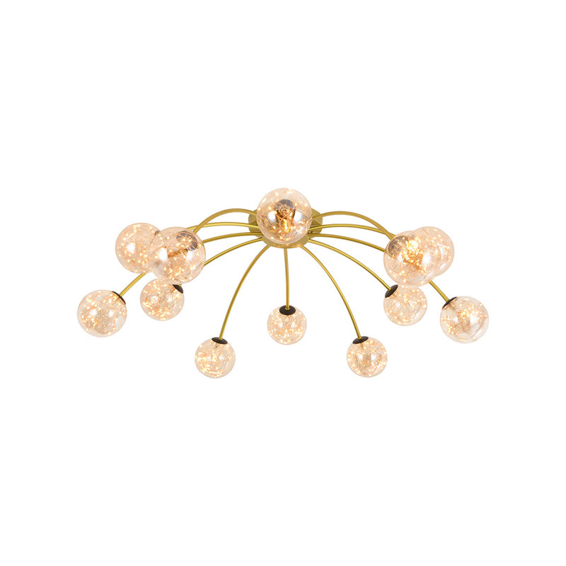 Lámpara de techo redondo de vidrio lámpara de montaje semi rasciquete led simple