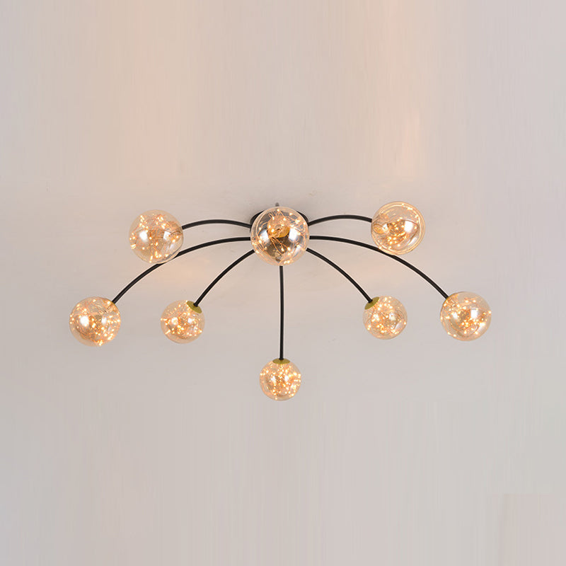 Lámpara de techo redondo de vidrio lámpara de montaje semi rasciquete led simple