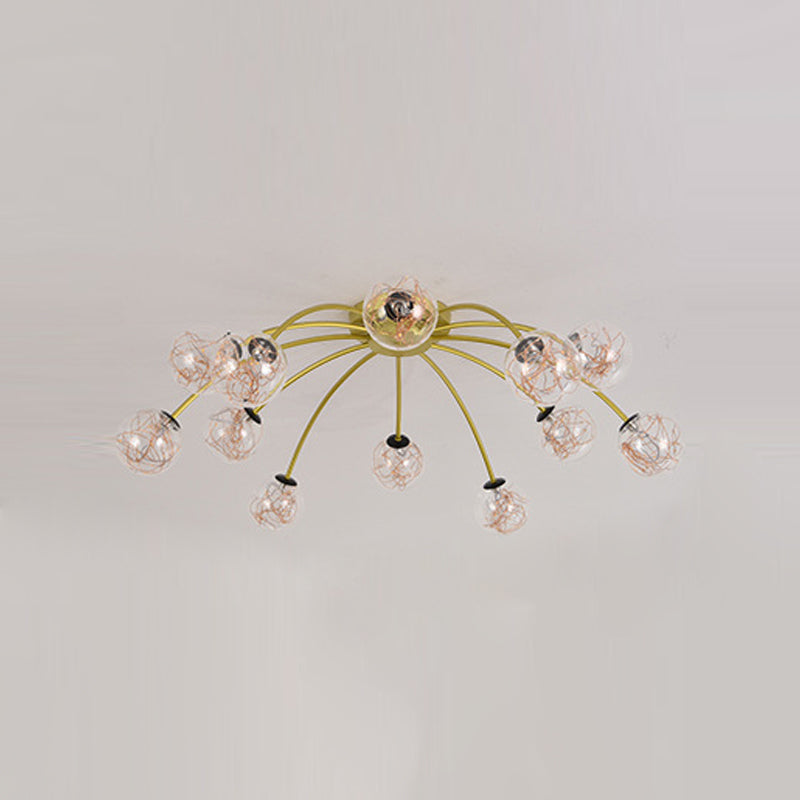 Lámpara de techo redondo de vidrio lámpara de montaje semi rasciquete led simple