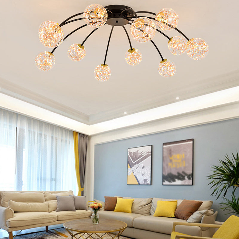 Lámpara de techo redondo de vidrio lámpara de montaje semi rasciquete led simple