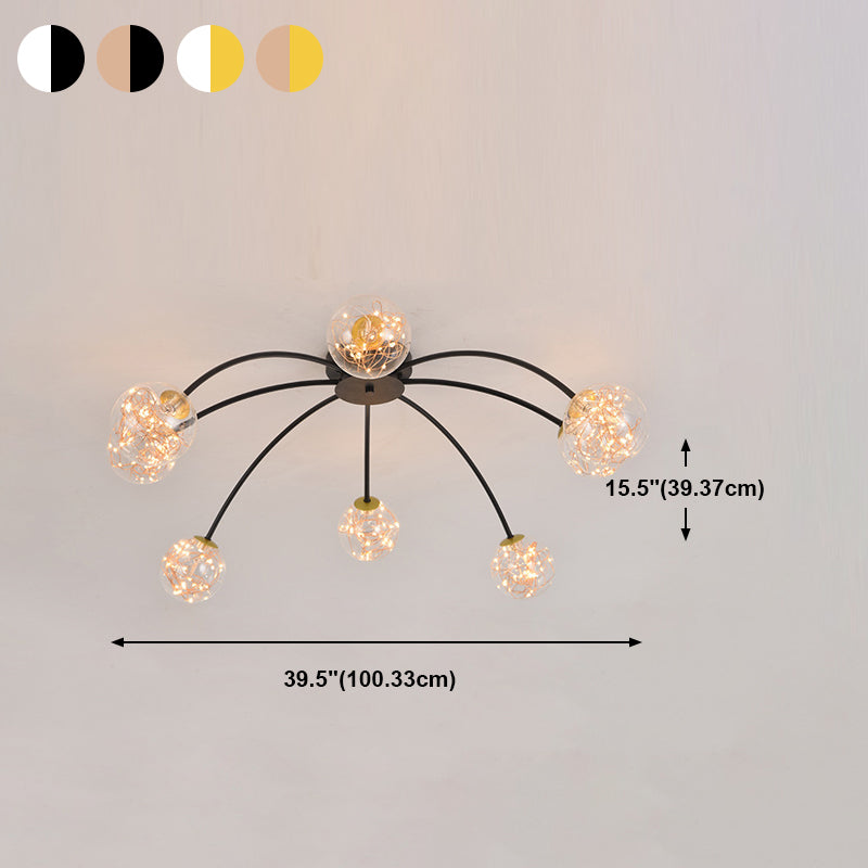 Lámpara de techo redondo de vidrio lámpara de montaje semi rasciquete led simple