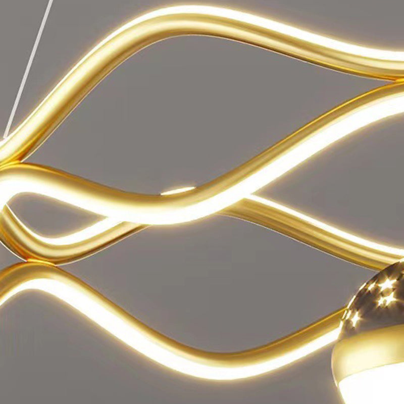 Nordic Linear Chandelier Metal 3 Lights Chandelier Pendant for Living Room