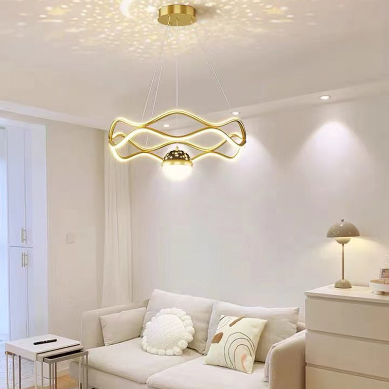 Nordic Linear Chandelier Metal 3 Lights Chandelier Pendant for Living Room