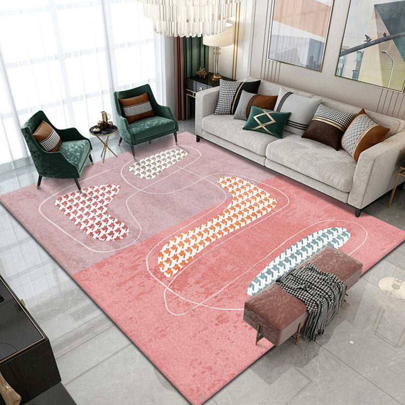 Tapis de contraste moderne moderne rose tapis de support sans glissement pour décoration intérieure