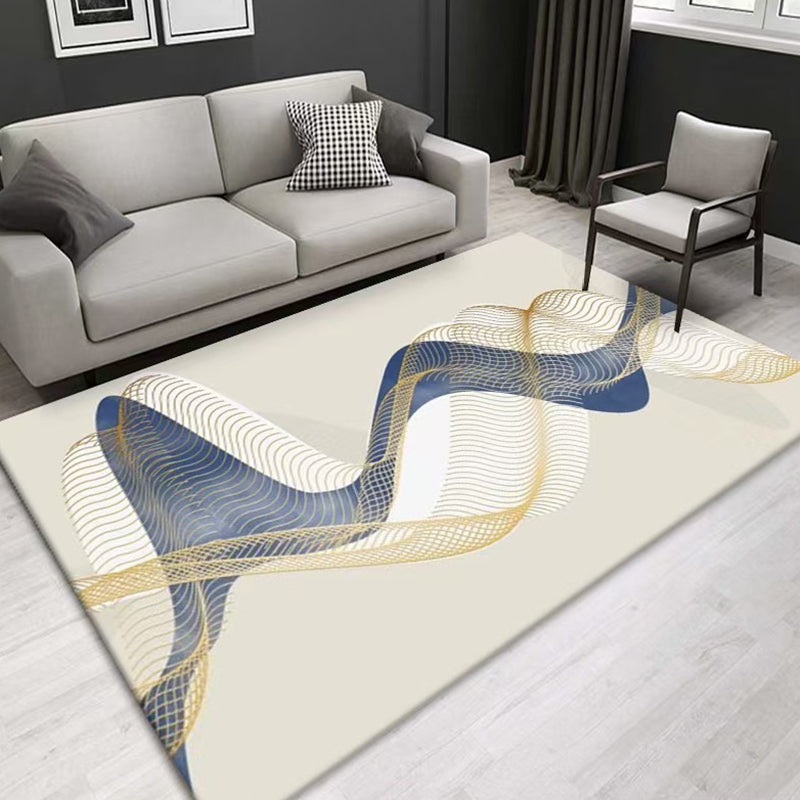 Apricot Abstract Pattern Carpet Polyester Casual Carpet Washable Carpet for Living Room
