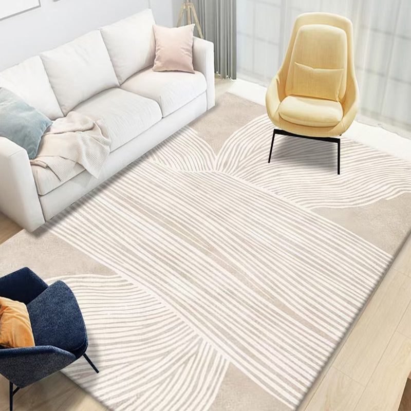 Apricot Abstract Pattern Carpet Polyester Casual Carpet Washable Carpet for Living Room