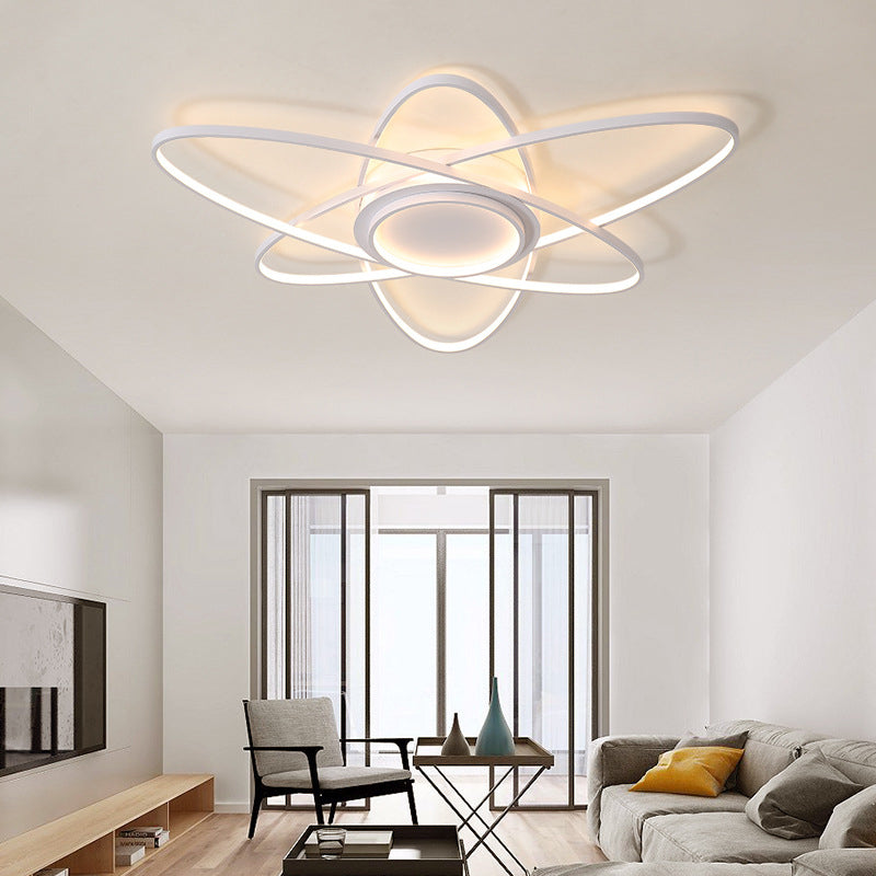 Contemporary Linear Flush Light Metal 4 Light Flush Mount Ceiling Fixture