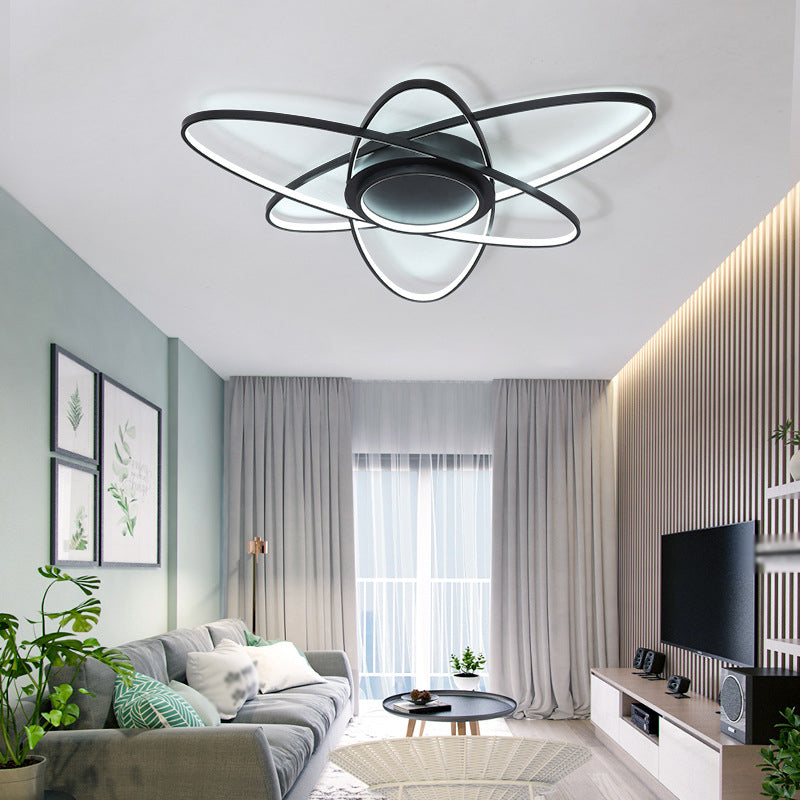 Contemporary Linear Flush Light Metal 4 Light Flush Mount Ceiling Fixture