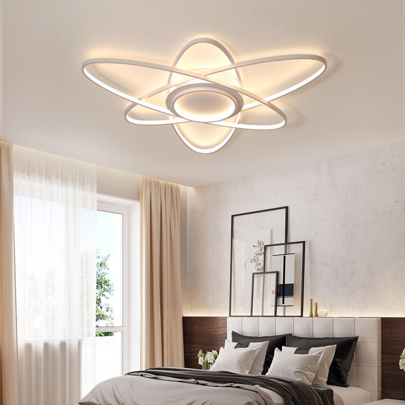 Contemporary Linear Flush Light Metal 4 Light Flush Mount Ceiling Fixture