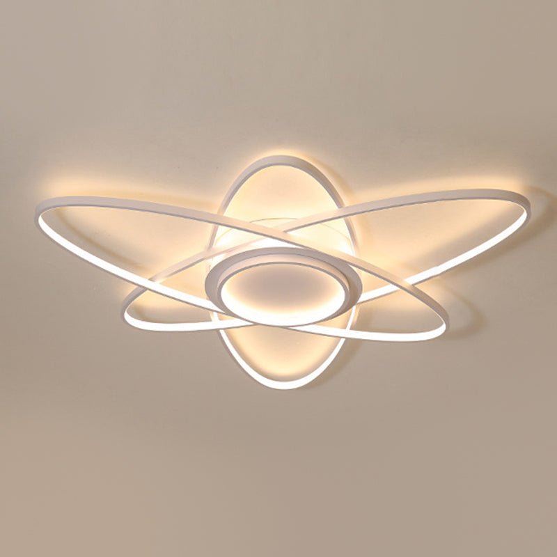 Contemporary Linear Flush Light Metal 4 Light Flush Mount Ceiling Fixture
