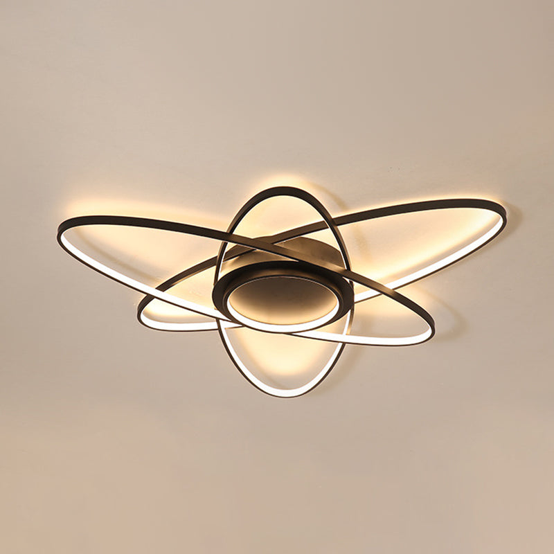 Contemporary Linear Flush Light Metal 4 Light Flush Mount Ceiling Fixture
