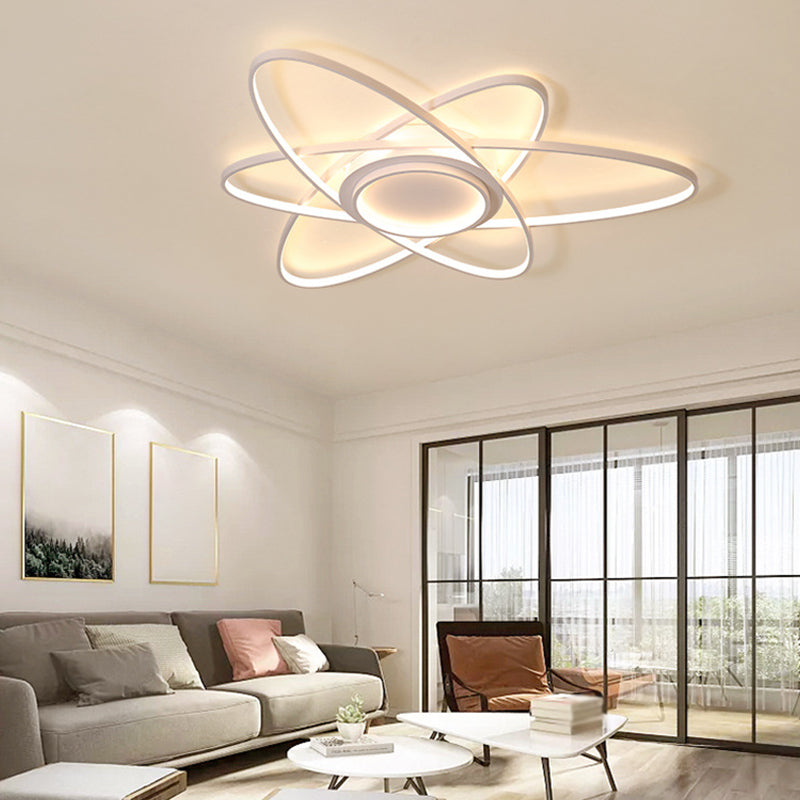 Contemporary Linear Flush Light Metal 4 Light Flush Mount Ceiling Fixture