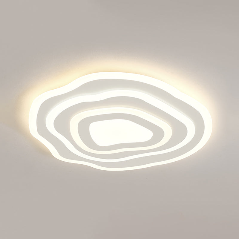 Contemporary Irregular Flush Light Metal 1 Light Flush Mount Ceiling Fixture in White