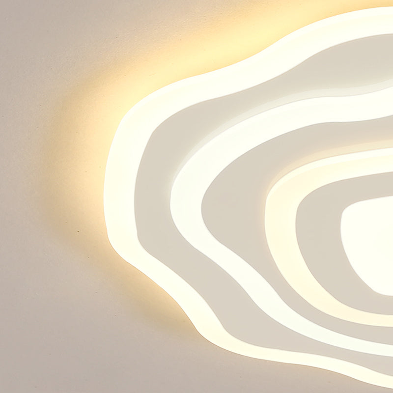 Contemporary Irregular Flush Light Metal 1 Light Flush Mount Ceiling Fixture in White