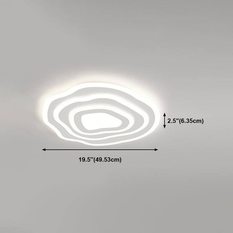 Contemporary Irregular Flush Light Metal 1 Light Flush Mount Ceiling Fixture in White