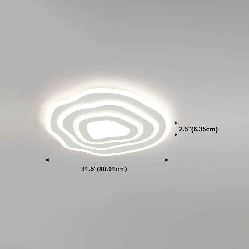 Contemporary Irregular Flush Light Metal 1 Light Flush Mount Ceiling Fixture in White