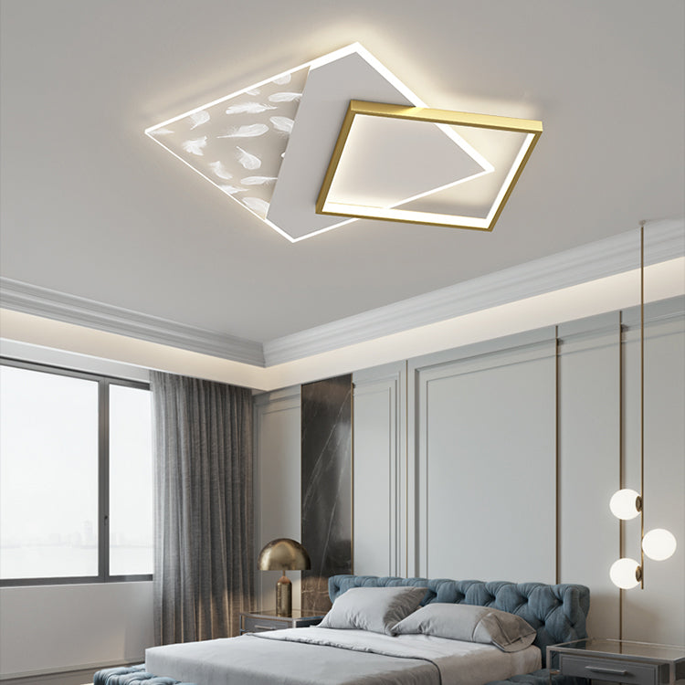 2 Light Square Ceiling Lamp Modern Style Metal Ceiling Lighting for Living Room