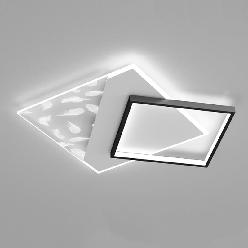 2 Light Square Ceiling Lamp Modern Style Metal Ceiling Lighting for Living Room