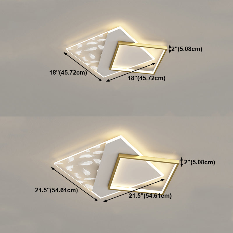 2 Light Square Ceiling Lamp Modern Style Metal Ceiling Lighting for Living Room