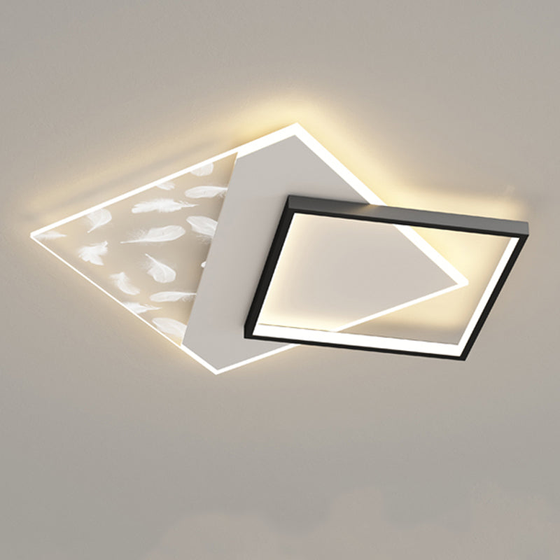 2 Light Square Ceiling Lamp Modern Style Metal Ceiling Lighting for Living Room