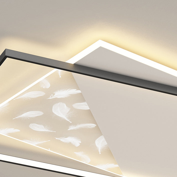 2 Light Square Ceiling Lamp Modern Style Metal Ceiling Lighting for Living Room