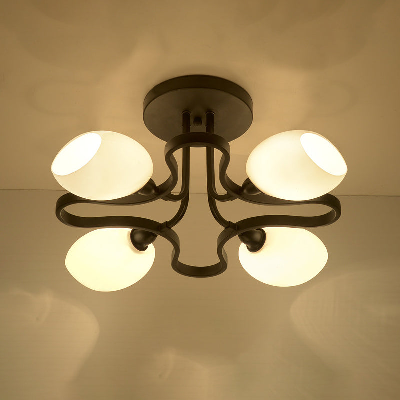 Wohnzimmer Deckenbeleuchtung Simplicity Glas Schwarz Halbbündig Mount Lampe