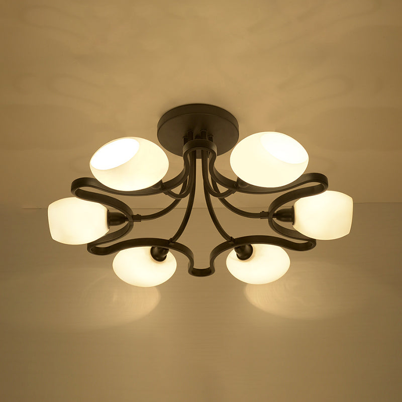 Wohnzimmer Deckenbeleuchtung Simplicity Glas Schwarz Halbbündig Mount Lampe