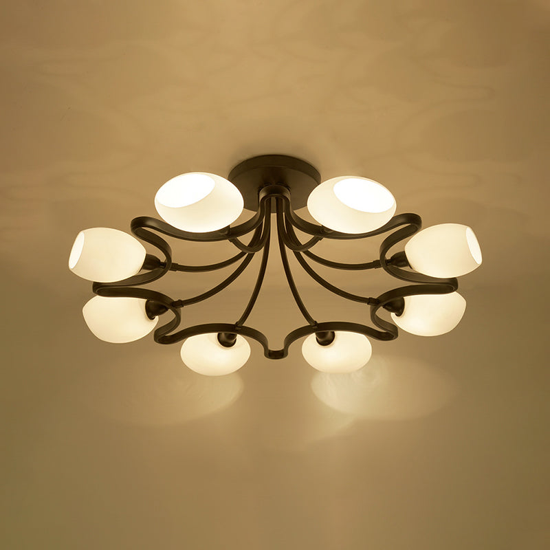Wohnzimmer Deckenbeleuchtung Simplicity Glas Schwarz Halbbündig Mount Lampe